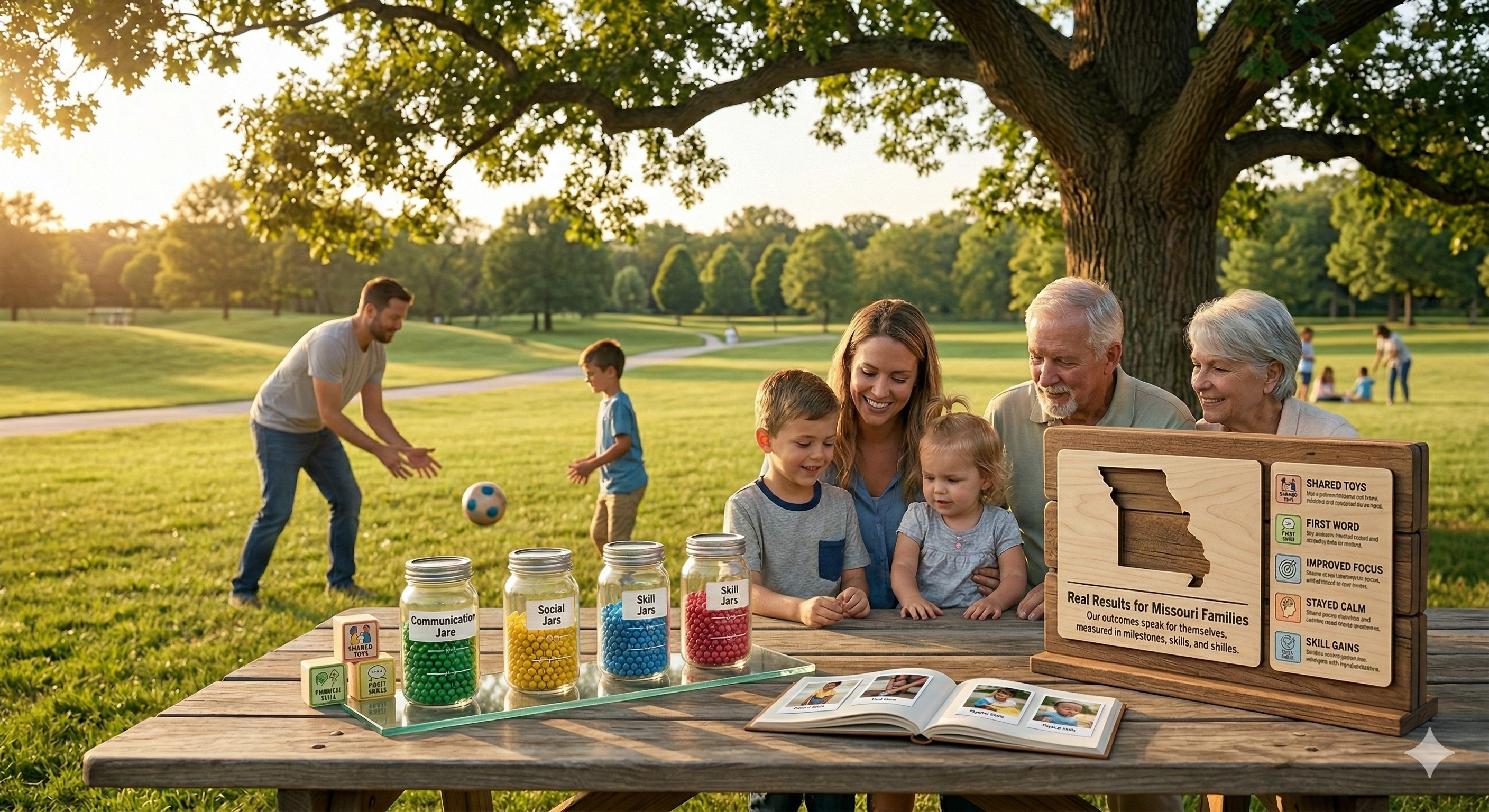 Happy Missouri family enjoying time together after ABA therapy progress